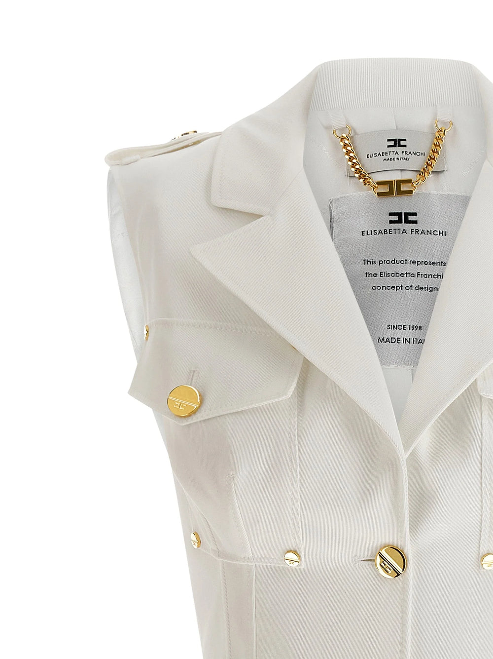 Elisabetta Franchi White Cotton Short Dress