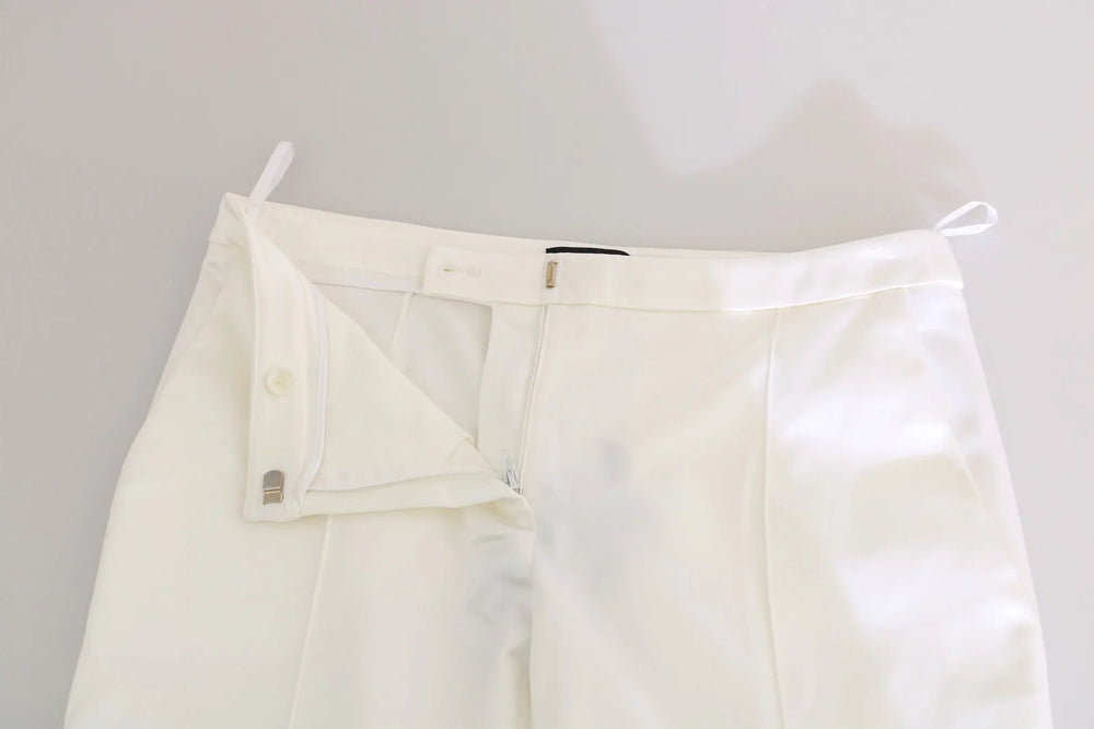 Elisabetta Franchi White Low Waist Cropped Skinny Trouser Pants - IT40|S