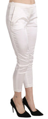Elisabetta Franchi White Low Waist Cropped Skinny Trouser Pants - IT40|S