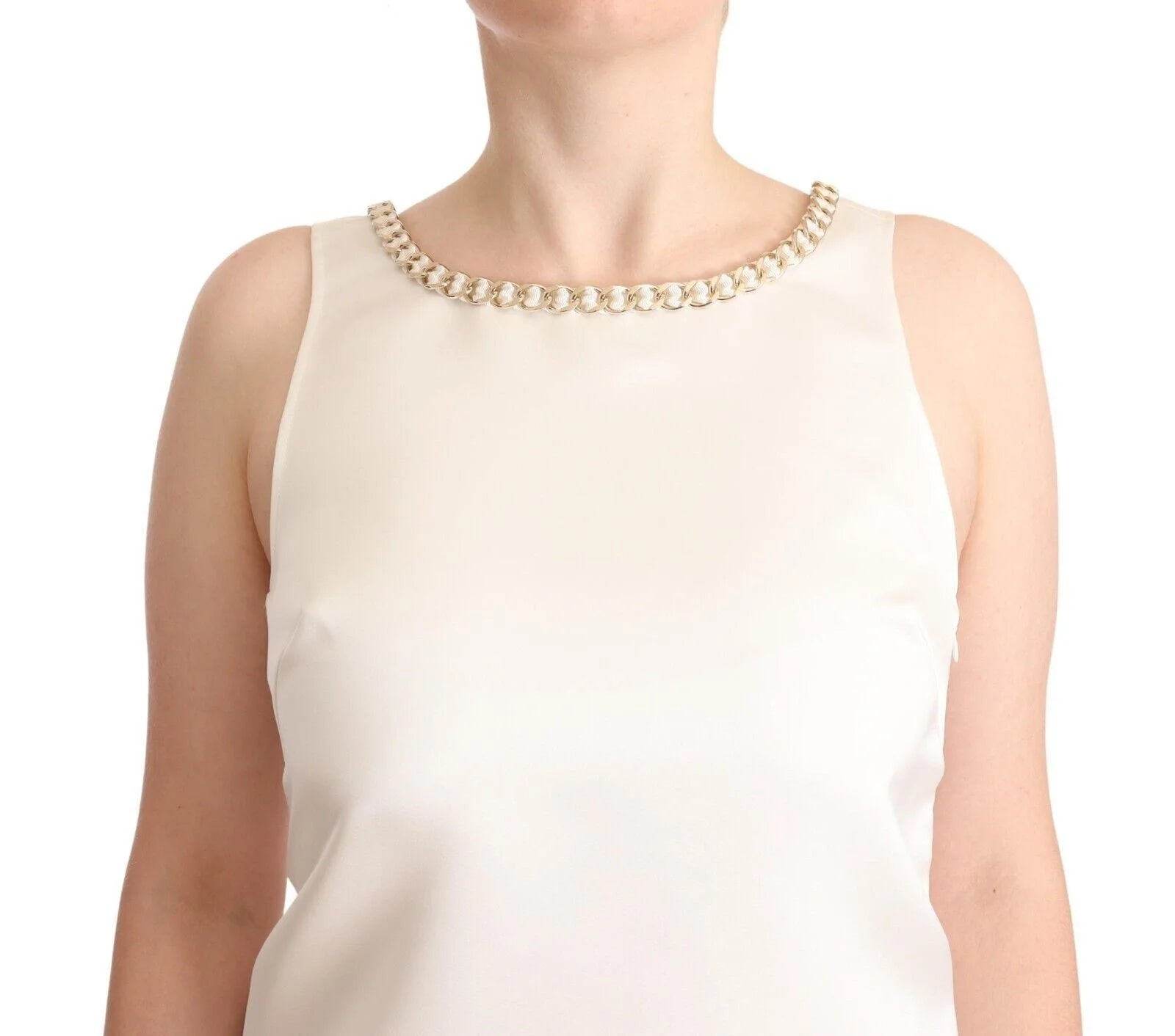 Elisabetta Franchi White Polyester Sleeveless Mini Shift Dress - IT40|S - Dresses