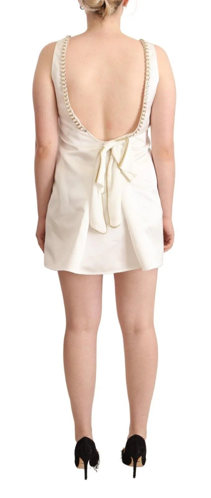 Elisabetta Franchi White Polyester Sleeveless Mini Shift Dress - IT40|S - Dresses