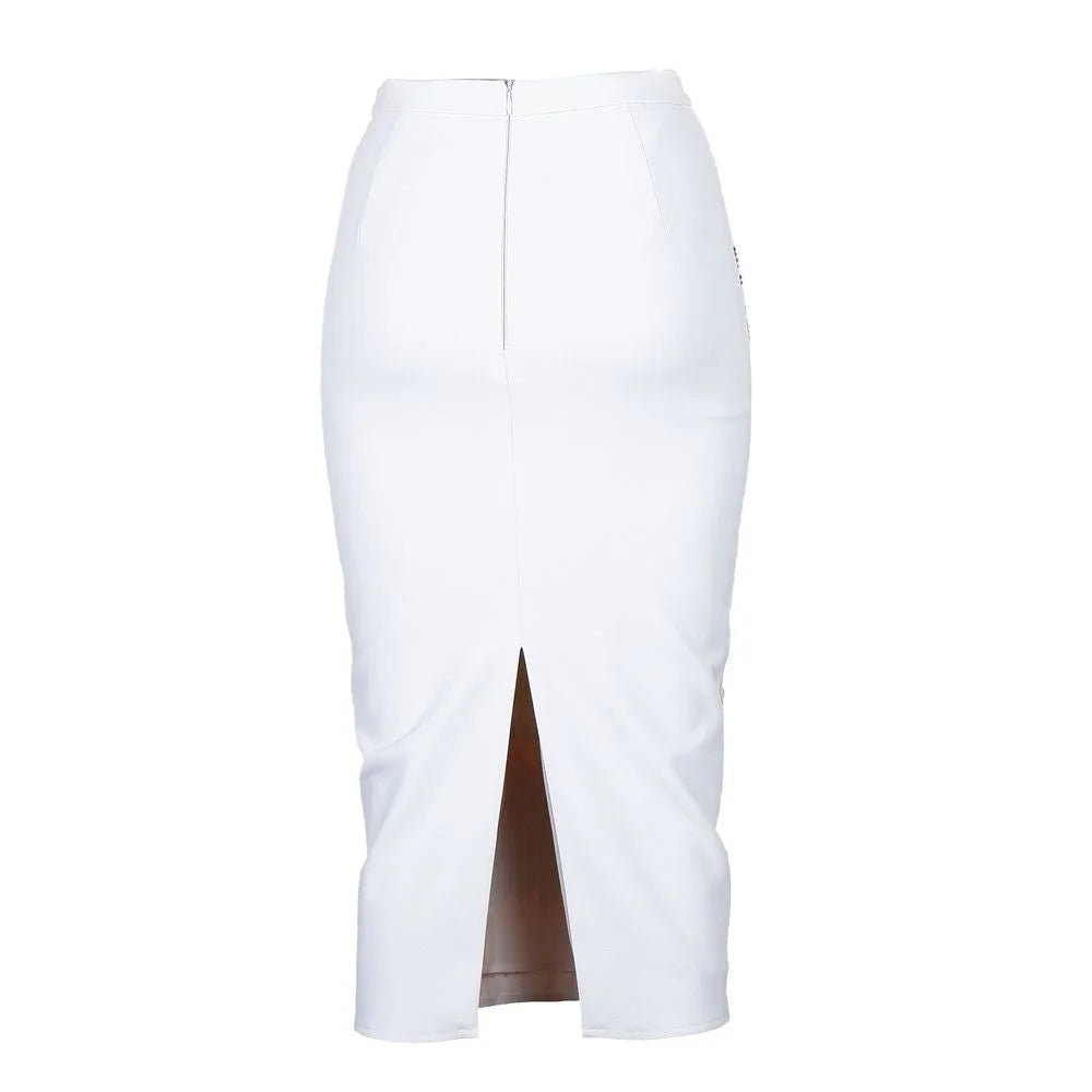 Elisabetta Franchi White Polyester Women Skirt - IT40|S