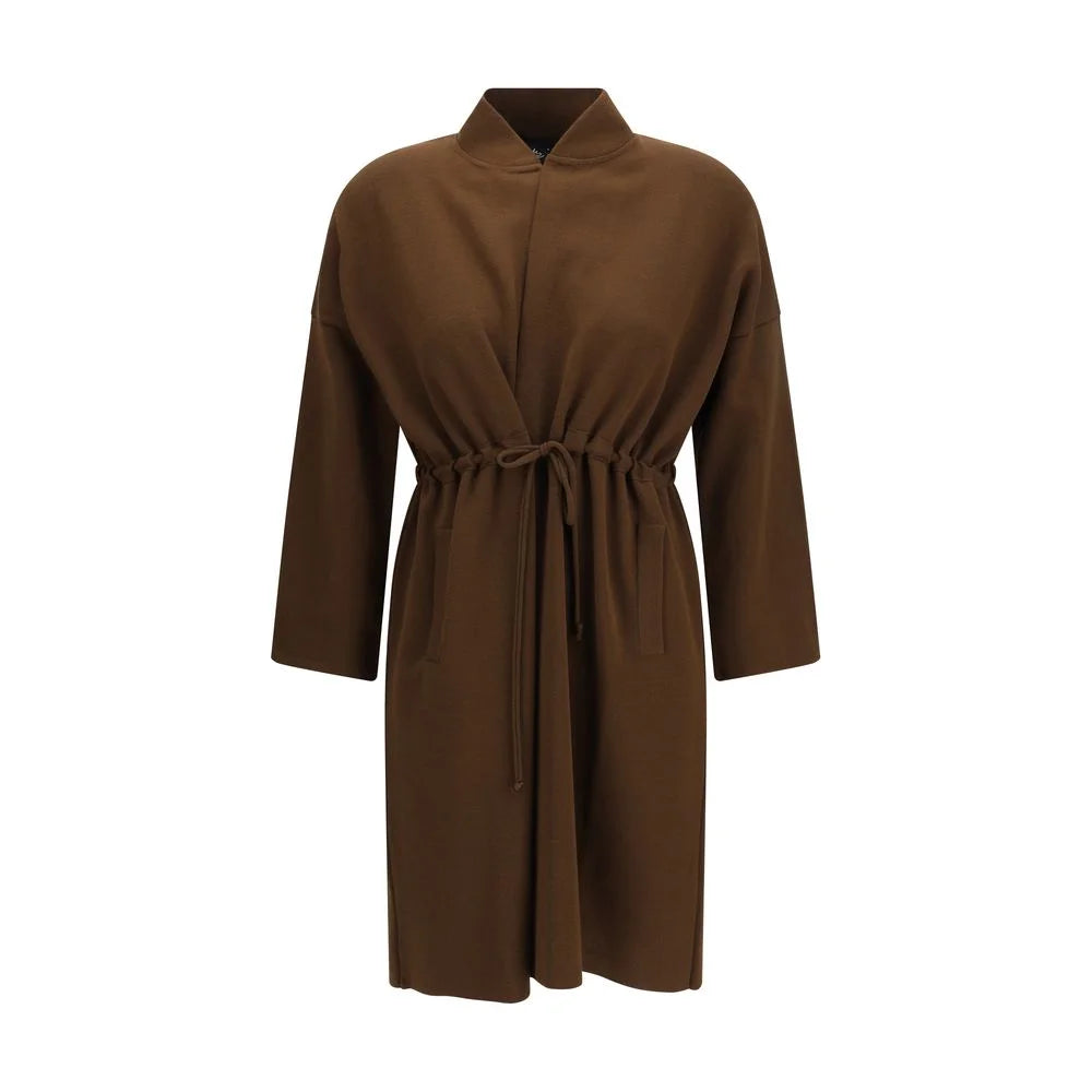 Ella Brown Viscose Sleveless Jacket - M