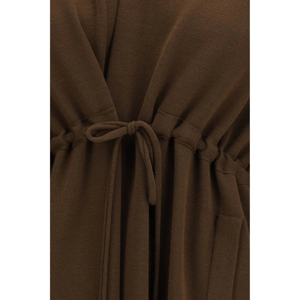 Ella Brown Viscose Sleveless Jacket - M