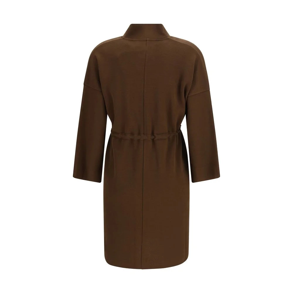 Ella Brown Viscose Sleveless Jacket - M