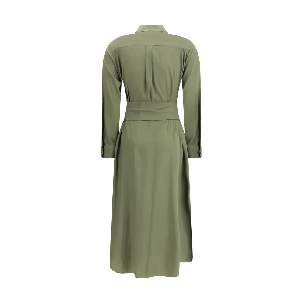 Ella Green Silk Casual Dress