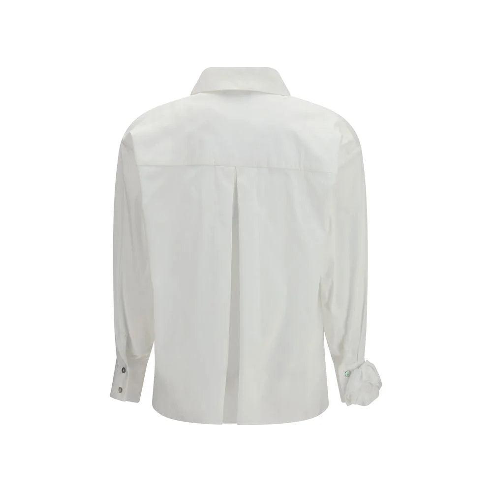 Ella White Cotton Pattern Shirt