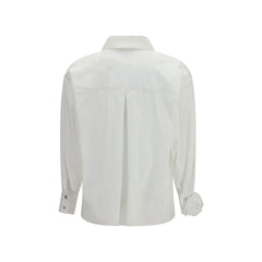 Ella White Cotton Pattern Shirt