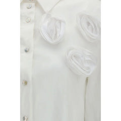 Ella White Cotton Pattern Shirt