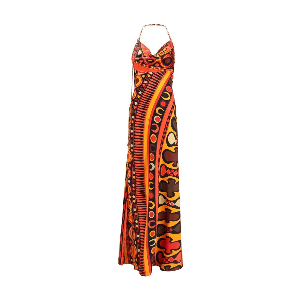 Emilio Pucci Vícebarevné hedvábné dlouhé šaty - IT42 | L