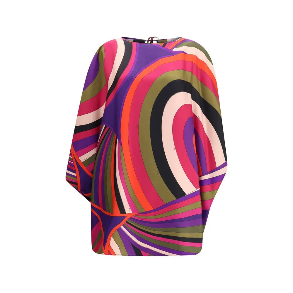 Emilio Pucci Short Caftan in silk with Marmo print - One Size - Dresses
