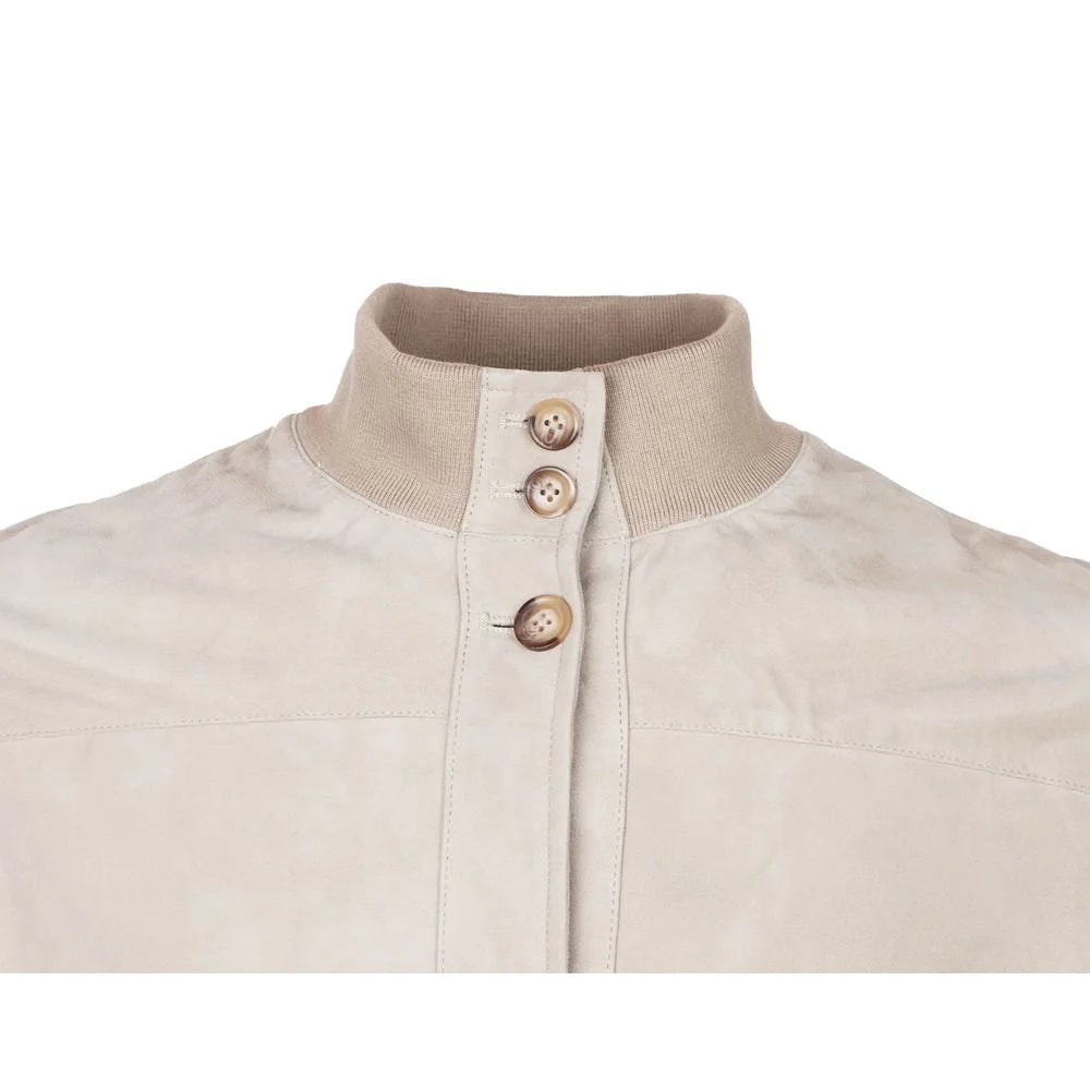 Emilio Romanelli Beige Calfskin Men Jacket - Bomber Jackets