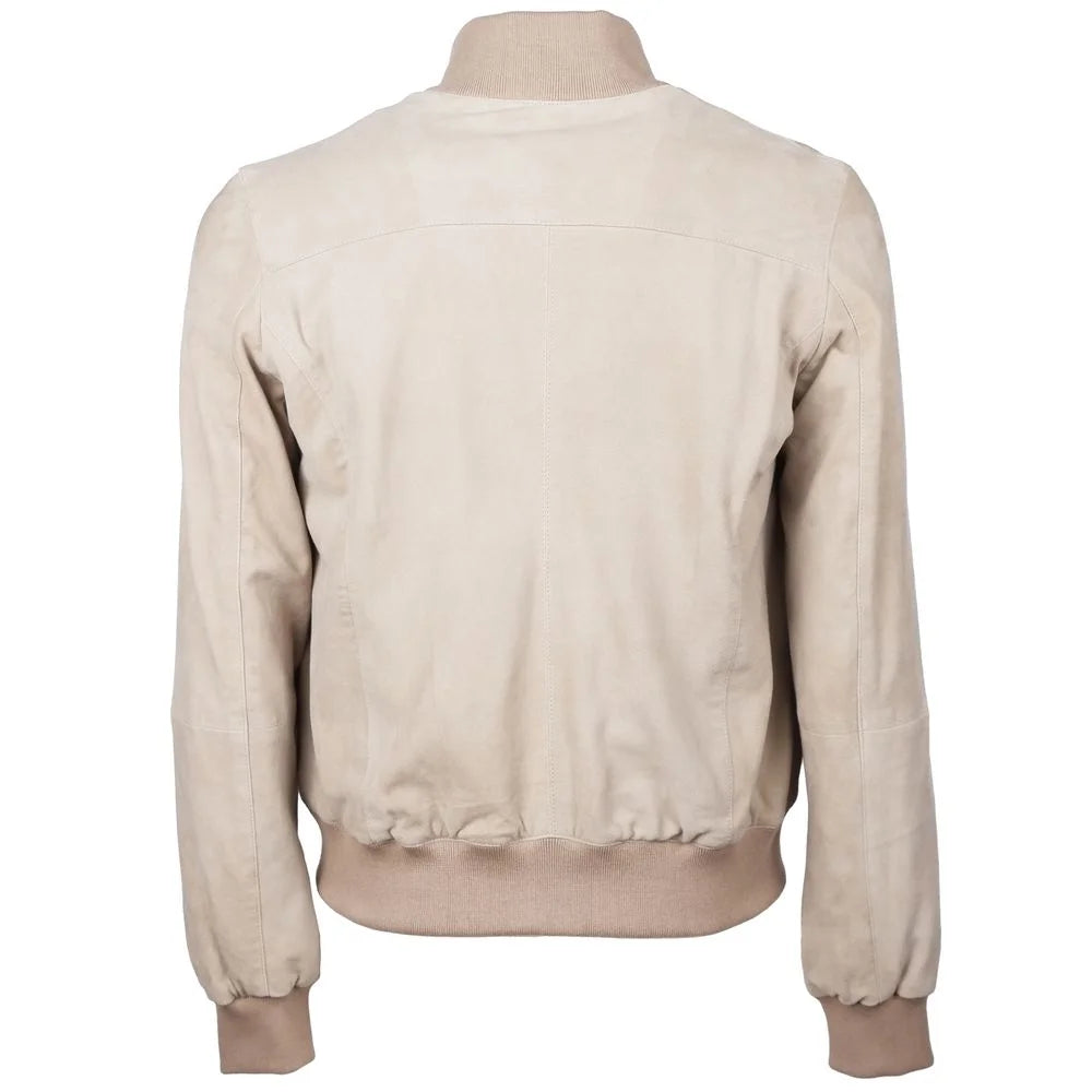 Emilio Romanelli Beige Calfskin Men Jacket - Bomber Jackets