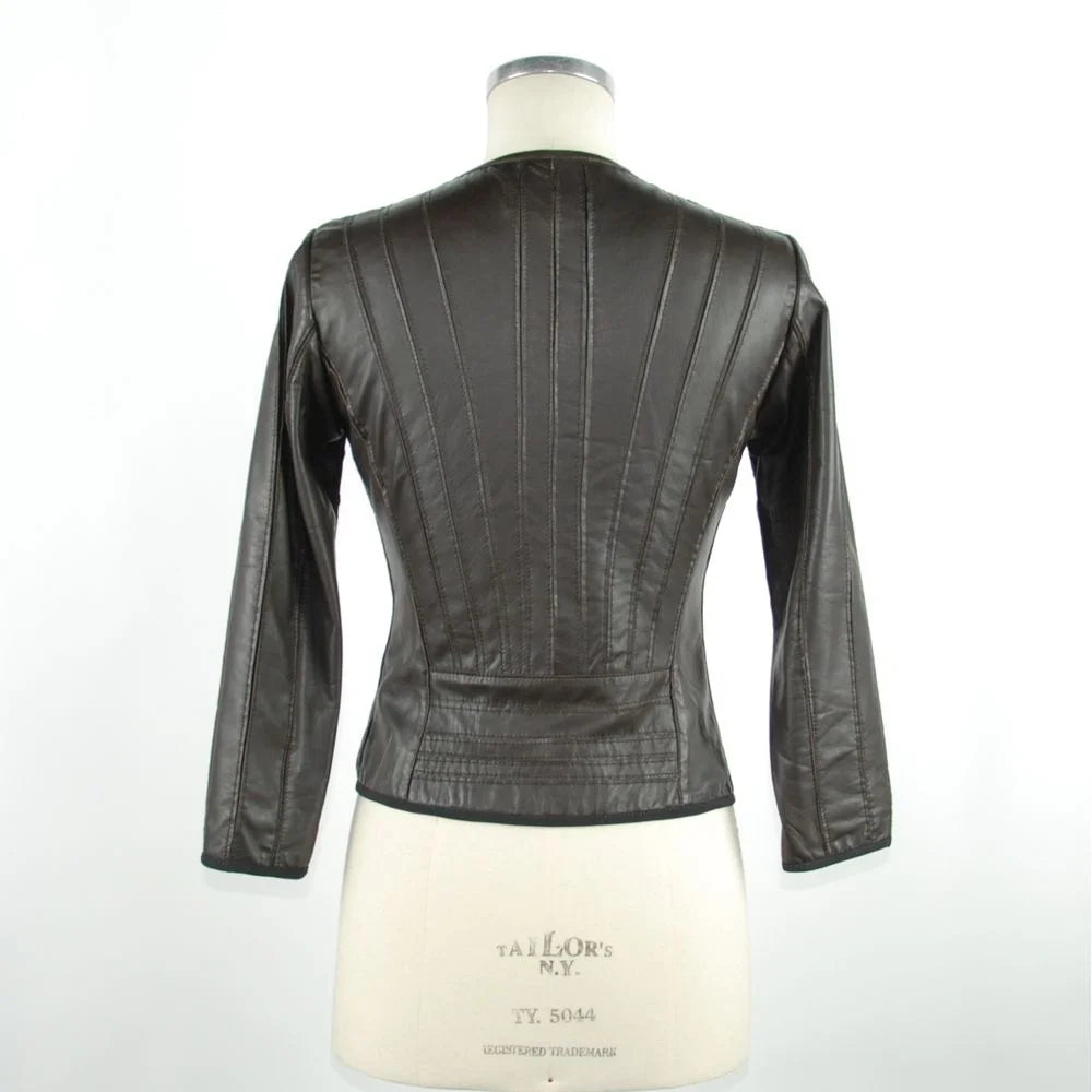 Emilio Romanelli Black Leather Women Jacket - Coats & Jackets