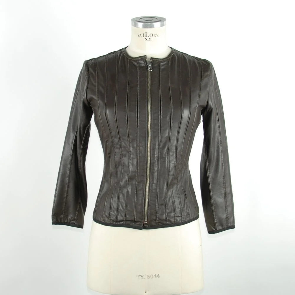 Emilio Romanelli Black Leather Women Jacket - Coats & Jackets