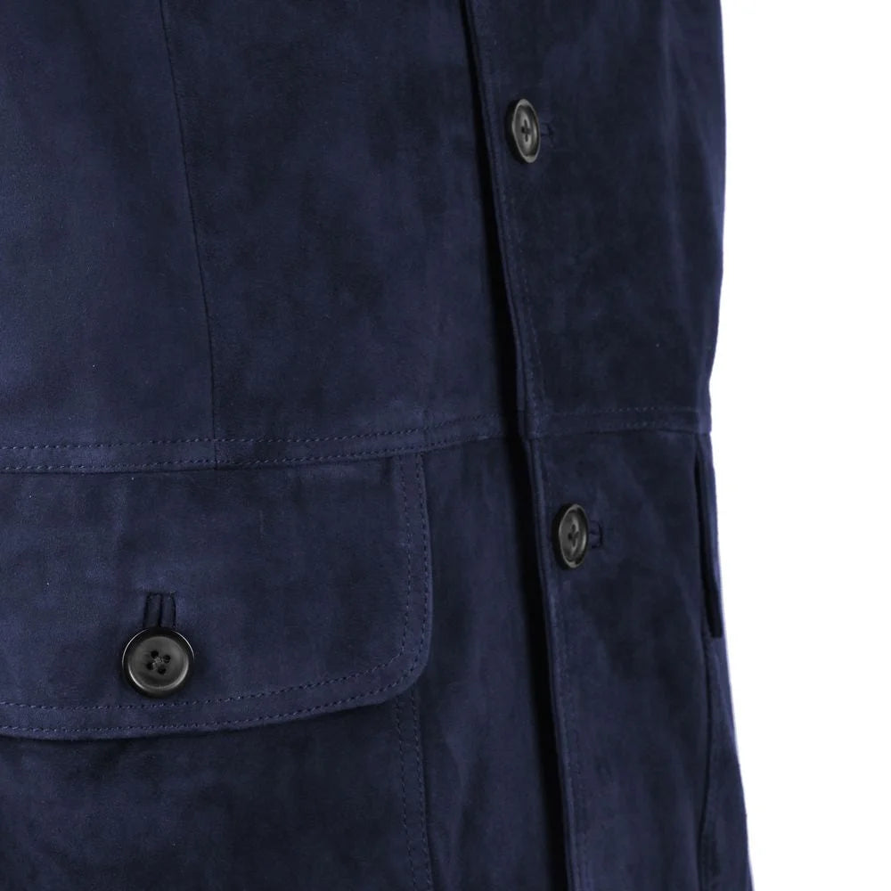 Emilio Romanelli Blue Calfskin Men Bomber Jacket - Bomber Jackets