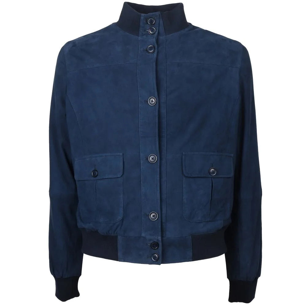 Emilio Romanelli Blue Calfskin Men Bomber Jacket - Bomber Jackets