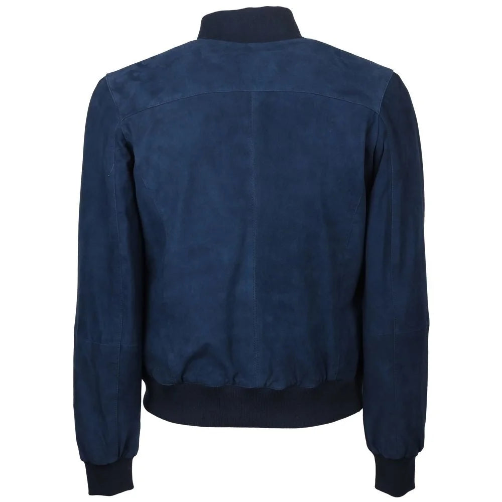 Emilio Romanelli Blue Calfskin Men Bomber Jacket - Bomber Jackets