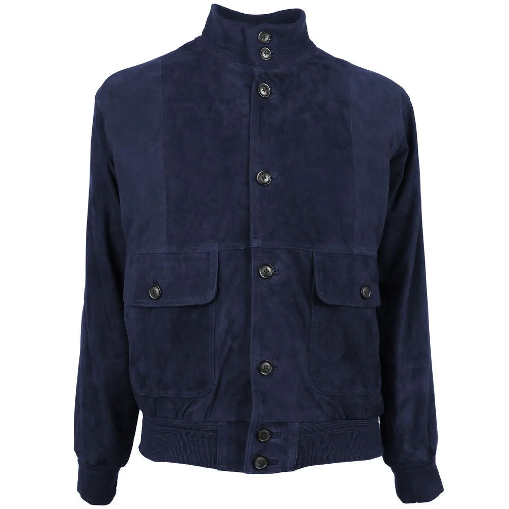 Emilio Romanelli Blue Calfskin Men Bomber Jacket - Bomber Jackets