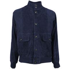 Emilio Romanelli Blue Calfskin Men Bomber Jacket - Bomber Jackets
