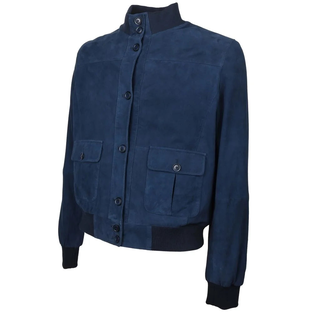 Emilio Romanelli Blue Calfskin Men Bomber Jacket - Bomber Jackets