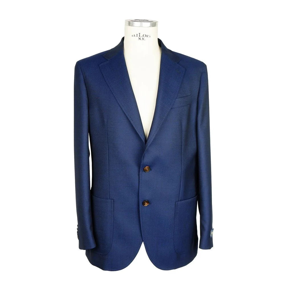 Emilio Romanelli Blue Wool Men Blazer - Sport Jackets