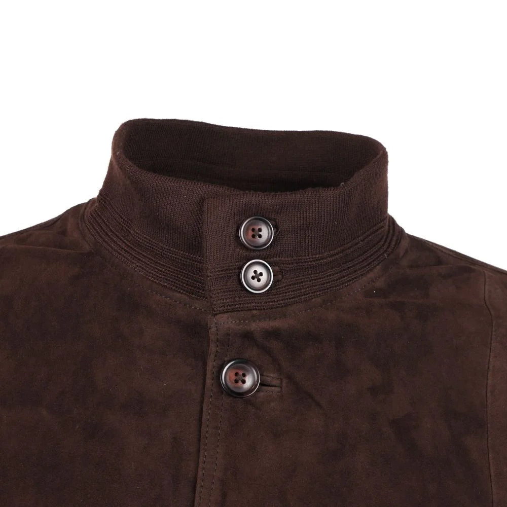 Emilio Romanelli Brown Calfskin Men Bomber Jacket - IT52 | XL - Bomber Jackets
