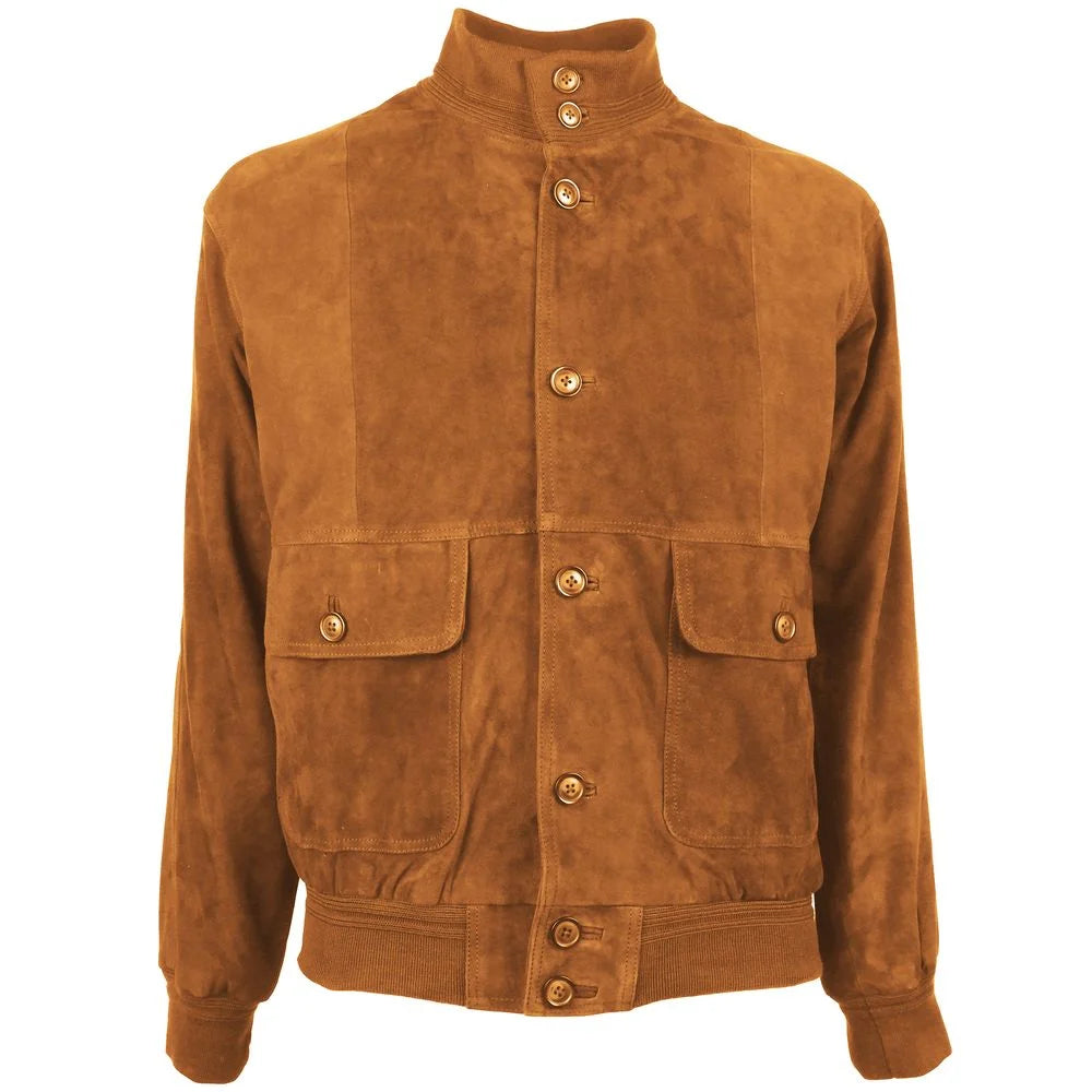 Emilio Romanelli Brown Calfskin Men Bomber Jacket - Bomber Jackets