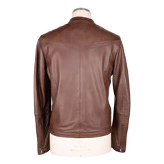 Emilio Romanelli Brown Leather Men Jacket - IT46 | S - Bomber Jackets