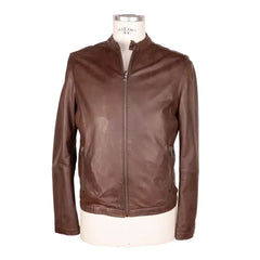 Emilio Romanelli Brown Leather Men Jacket - IT46 | S - Bomber Jackets
