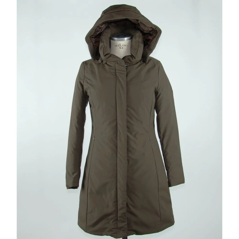 Emilio Romanelli Elegant Brown Polygon Jacket with Hood - Parkas