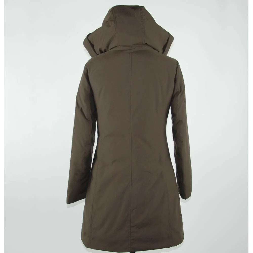 Emilio Romanelli Elegant Brown Polygon Jacket with Hood - Parkas