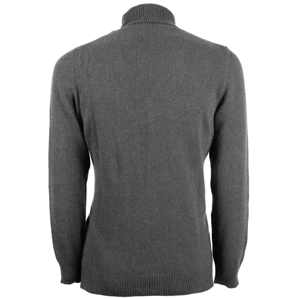 Emilio Romanelli Gray Cashmere Men’s Turtleneck Sweater - Sweaters
