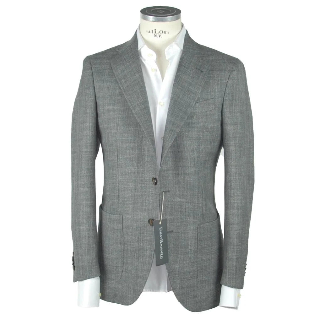 Emilio Romanelli Gray Wool Men’s Blazer - Sport Jackets