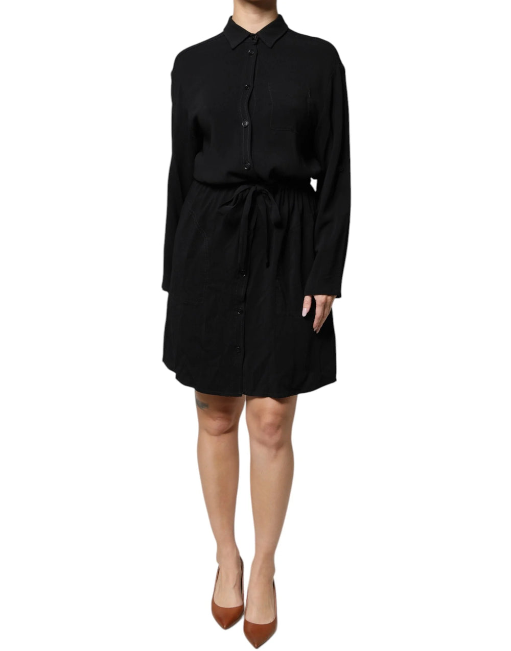Emporio Armani Black Viscose Long Sleeves A-line Mini Dress - IT44 | L - Dresses