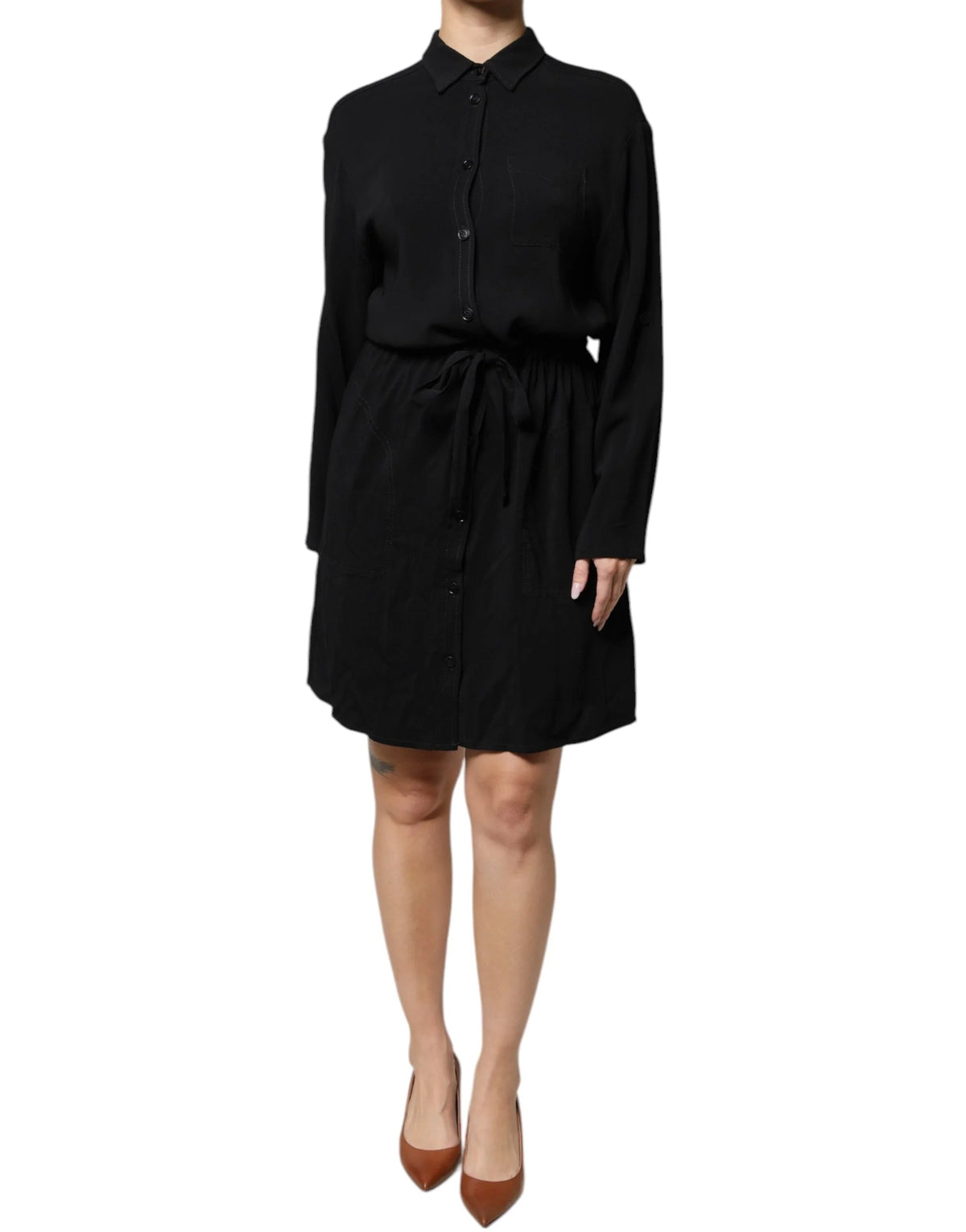 Emporio Armani Black Viscose Long Sleeves A-line Mini Dress - IT44 | L - Dresses