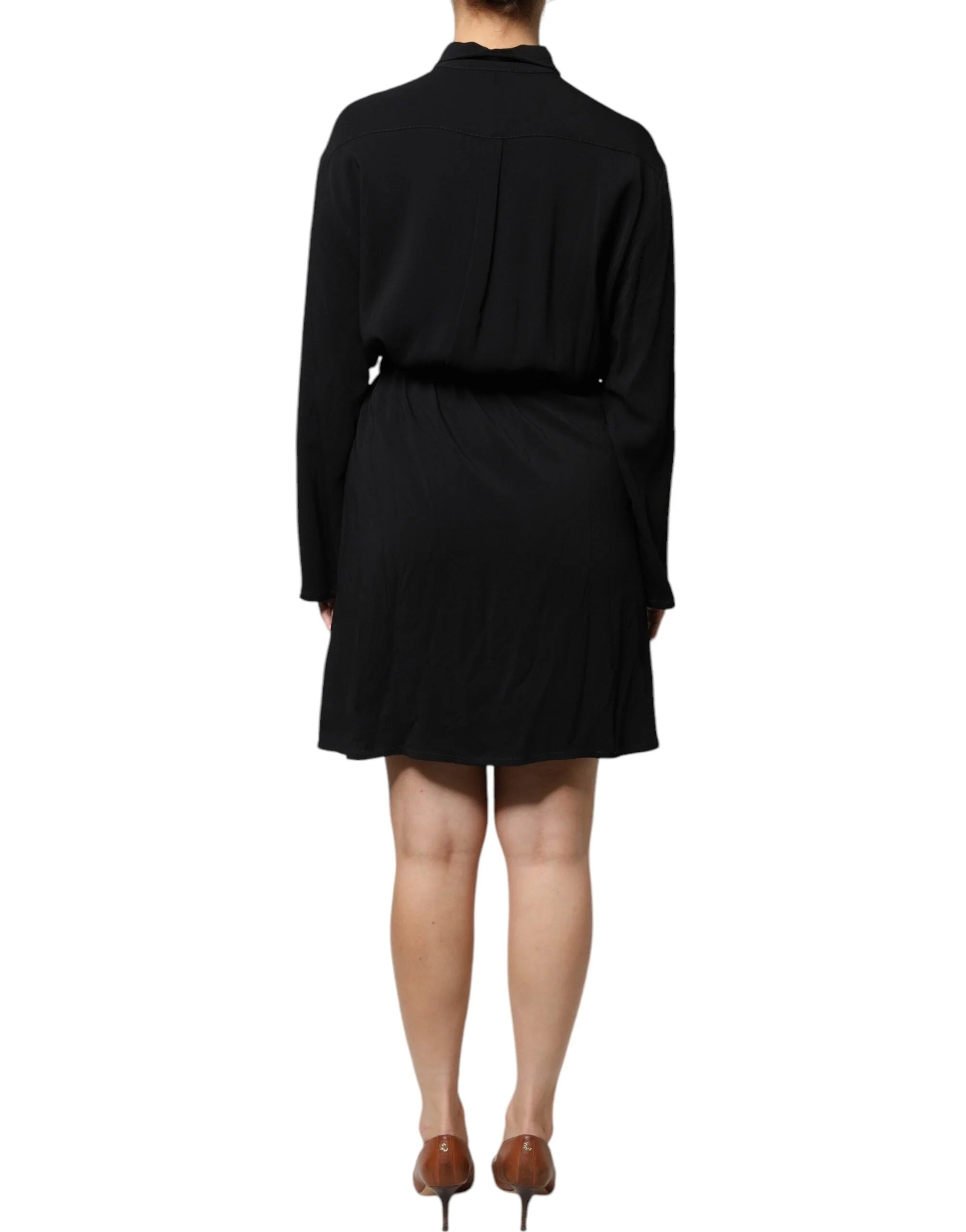 Emporio Armani Black Viscose Long Sleeves A-line Mini Dress - IT44 | L - Dresses