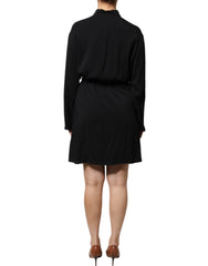 Emporio Armani Black Viscose Long Sleeves A-line Mini Dress - IT44 | L - Dresses