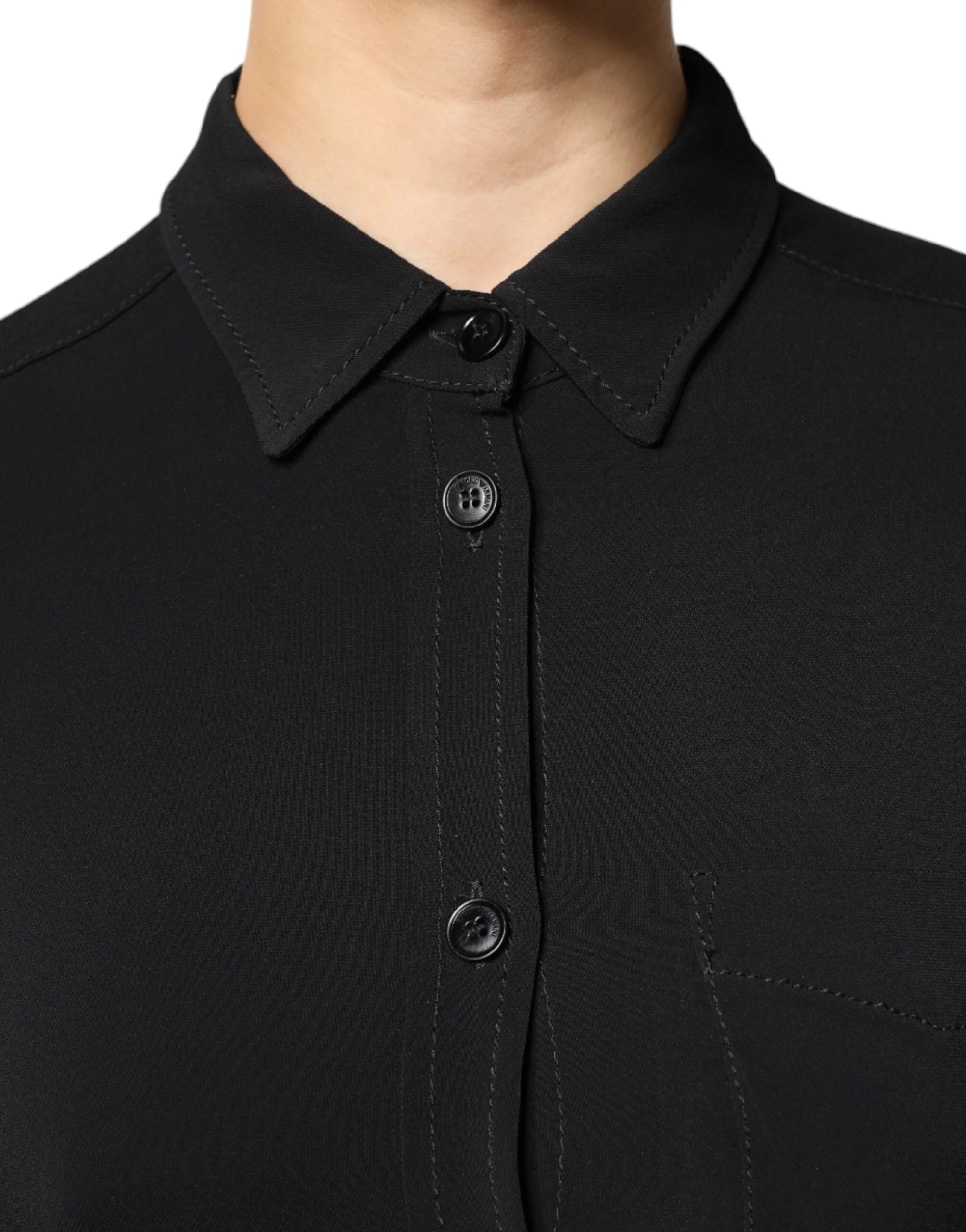 Emporio Armani Black Viscose Long Sleeves A-line Mini Dress - IT44 | L - Dresses