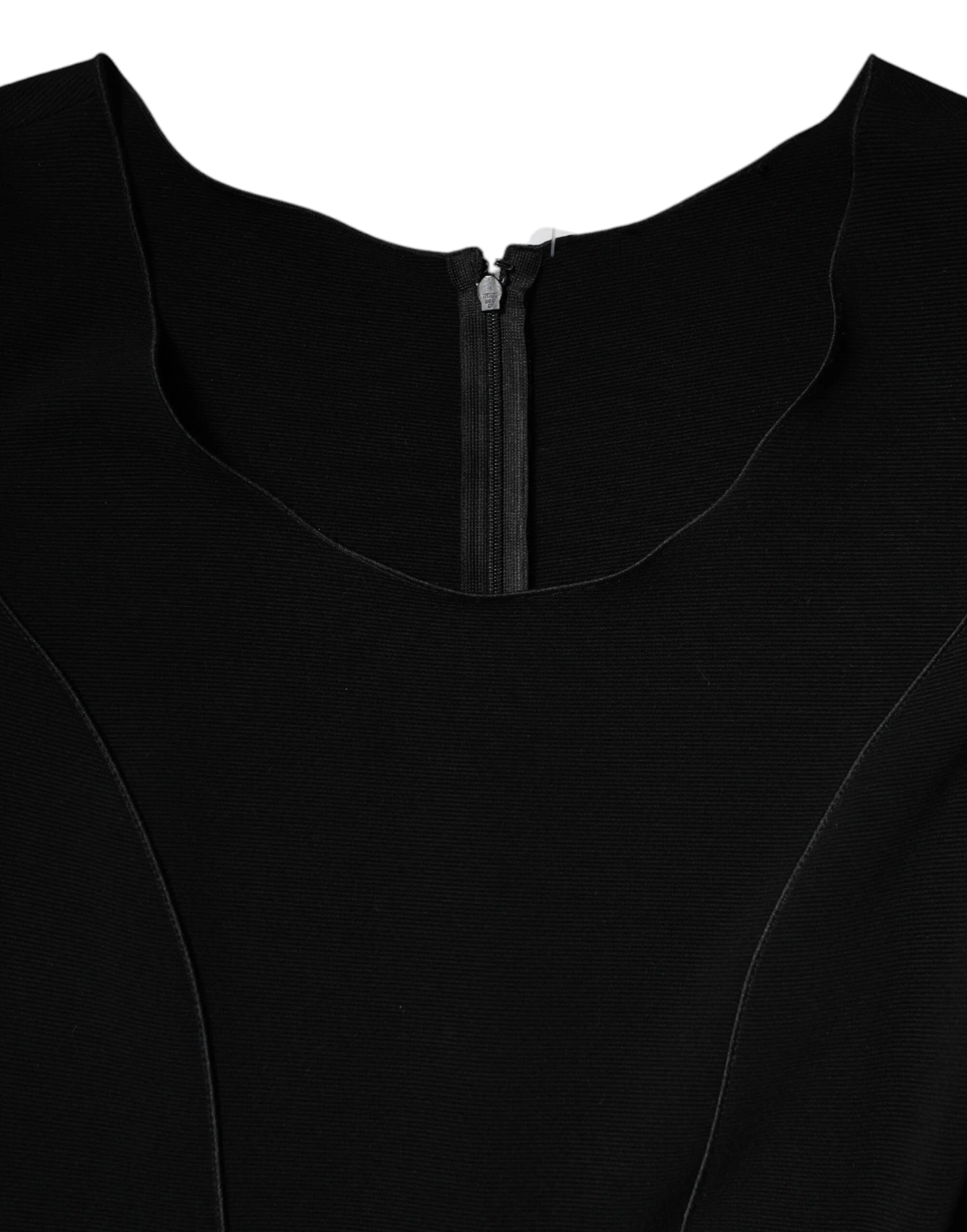 Emporio Armani Black Viscose Short Sleeves Sheath Midi Dress - IT42|M - Dresses