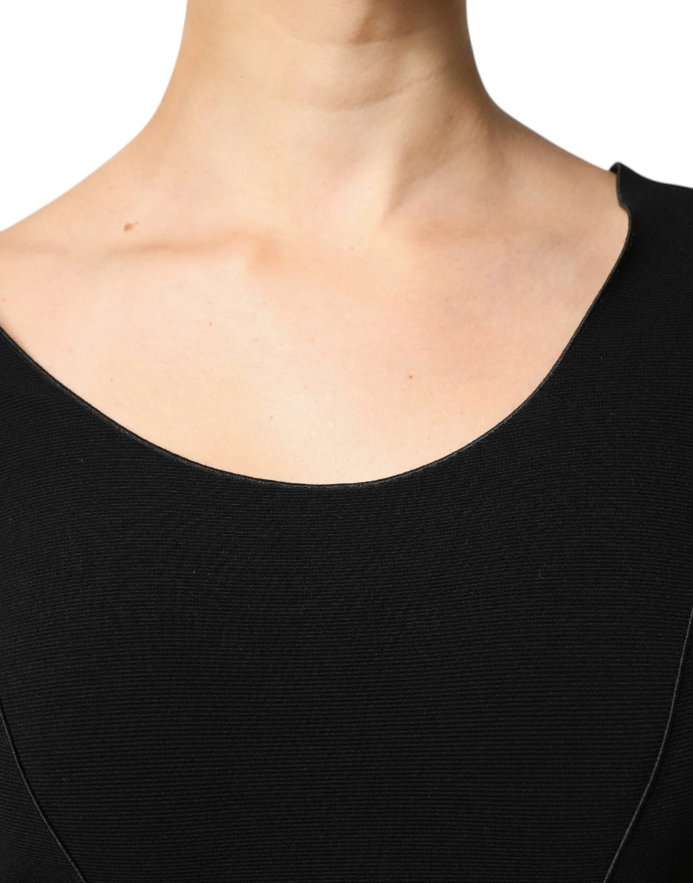 Emporio Armani Black Viscose Short Sleeves Sheath Midi Dress - IT42|M - Dresses