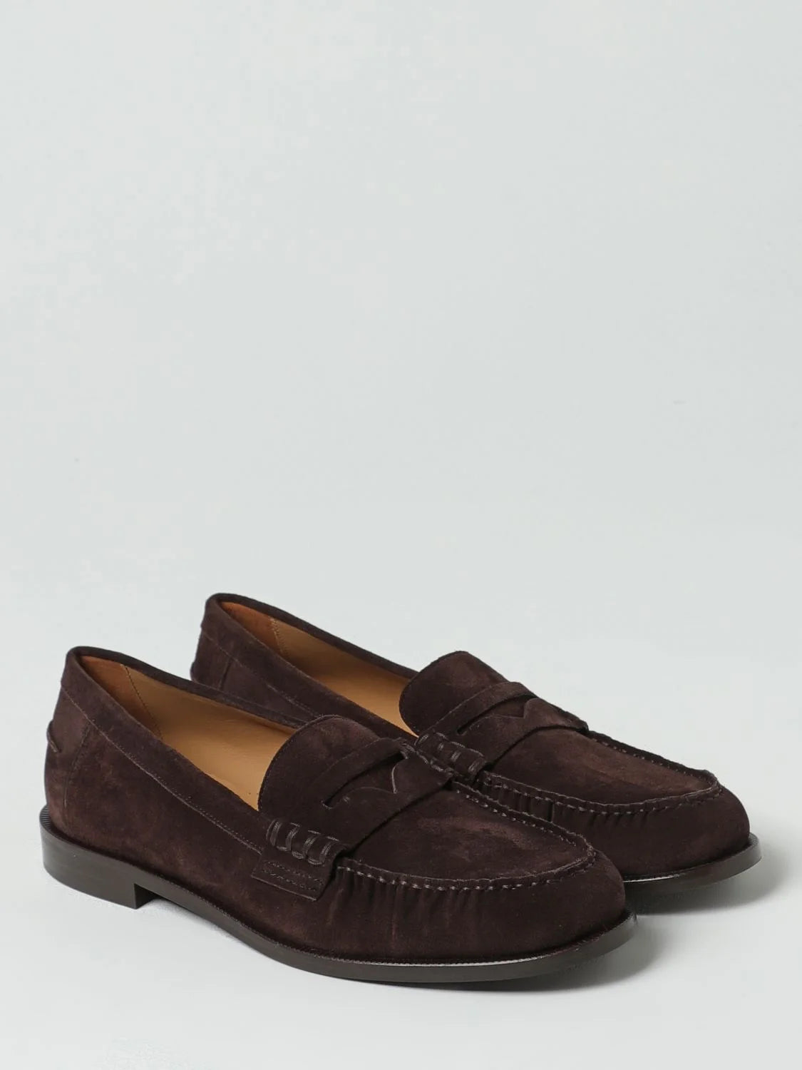 Emporio Armani Brown Suede Leather Slip-On Loafers - EU43/US10
