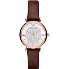 Emporio Armani Elegant Bordeaux Leather Watch for Women - Watches