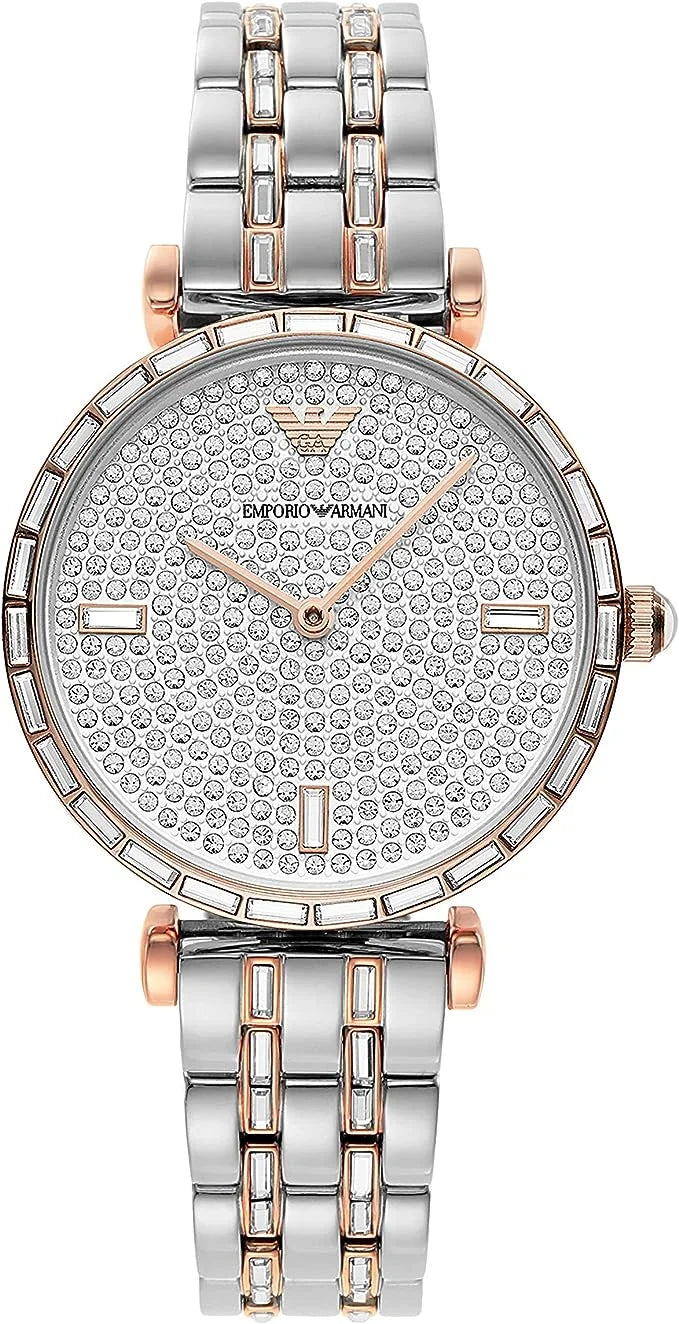 Emporio Armani Elegant Two-Tone Crystal Pave Watch - Watches