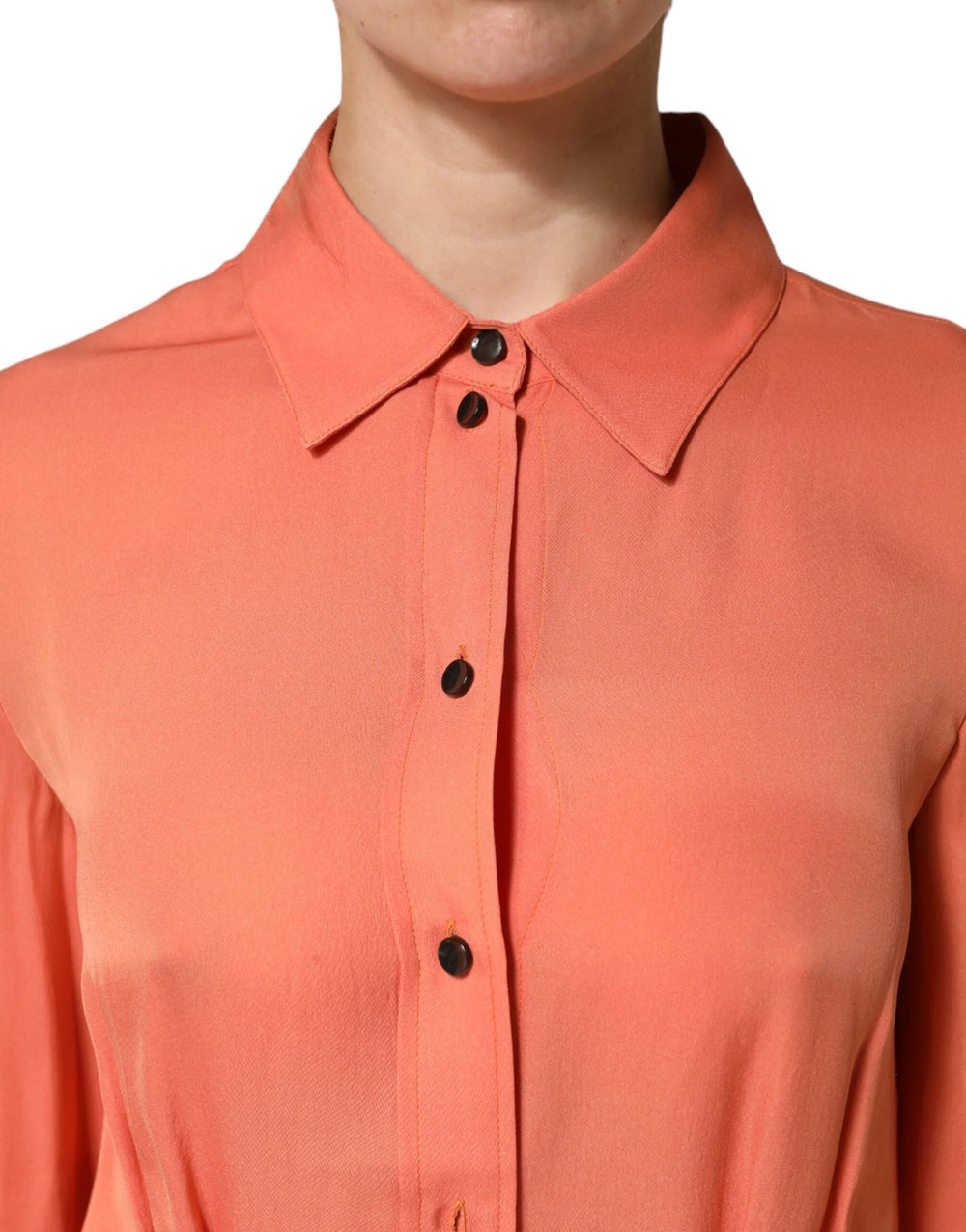 Emporio Armani Orange Collared Button Down Long Sleeves Top - IT42|M
