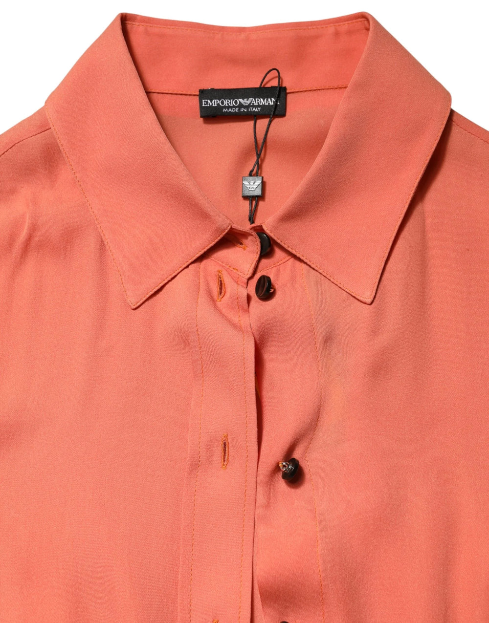 Emporio Armani Orange Collared Button Down Long Sleeves Top - IT42|M