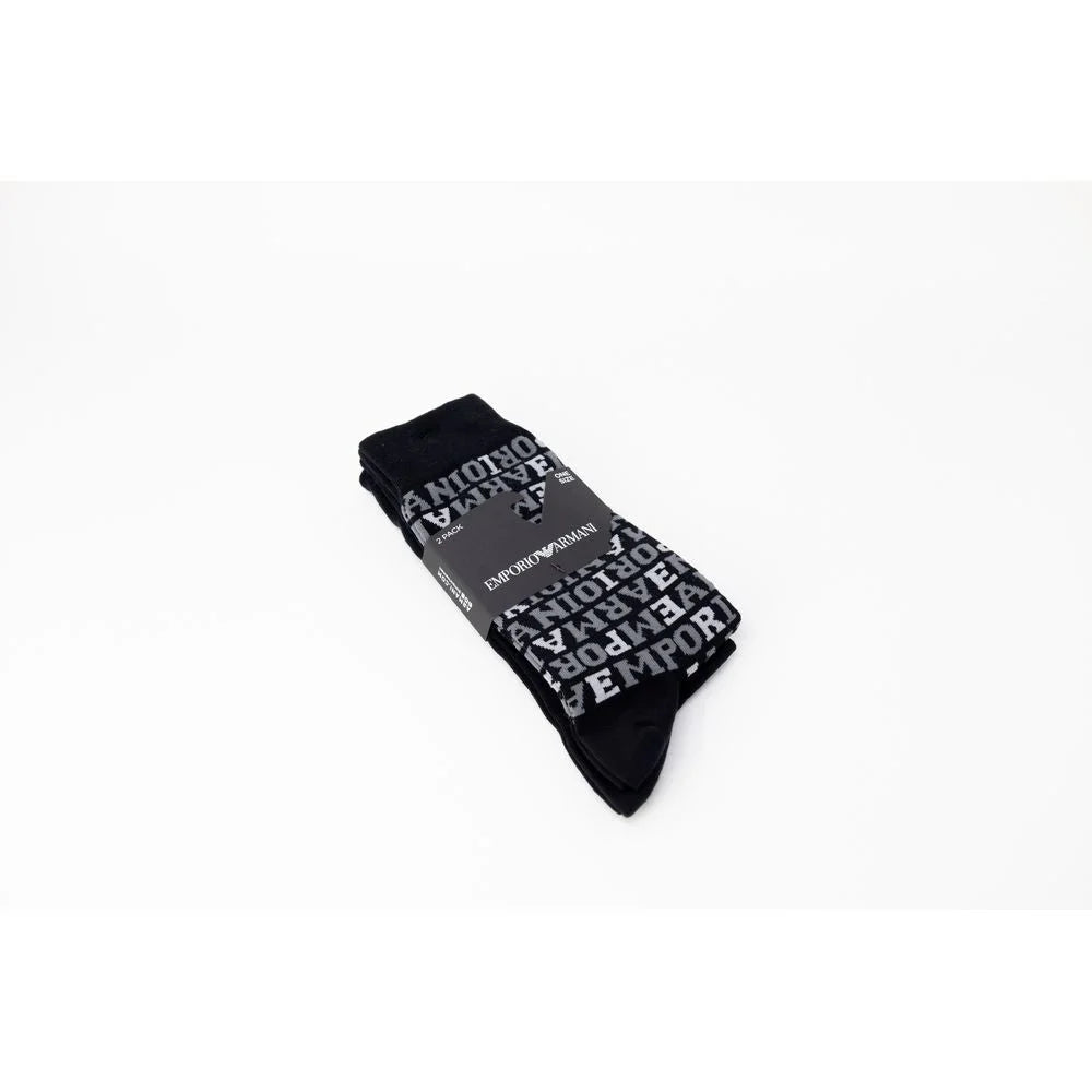 Emporio Armani Underwear Black Cotton Sock - One Size - Crew Socks