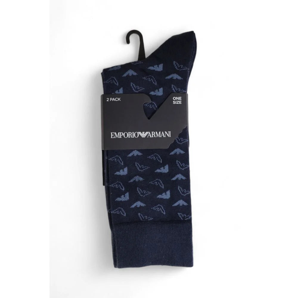 Emporio Armani Underwear Blue Cotton Sock - One Size - Crew Socks