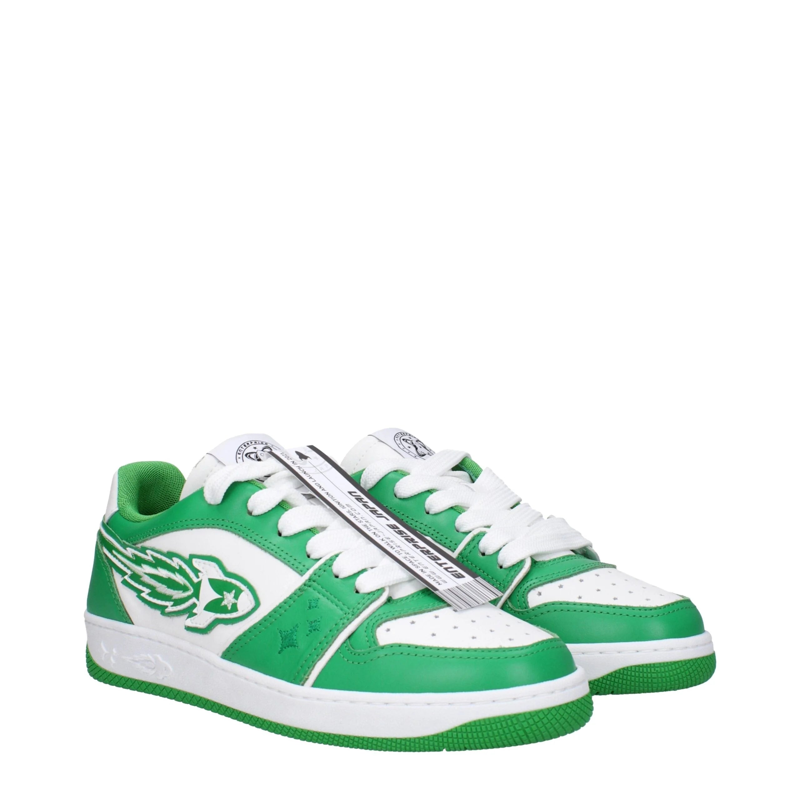 Enterprise Japan Green Leather Low Tops - Sneakers