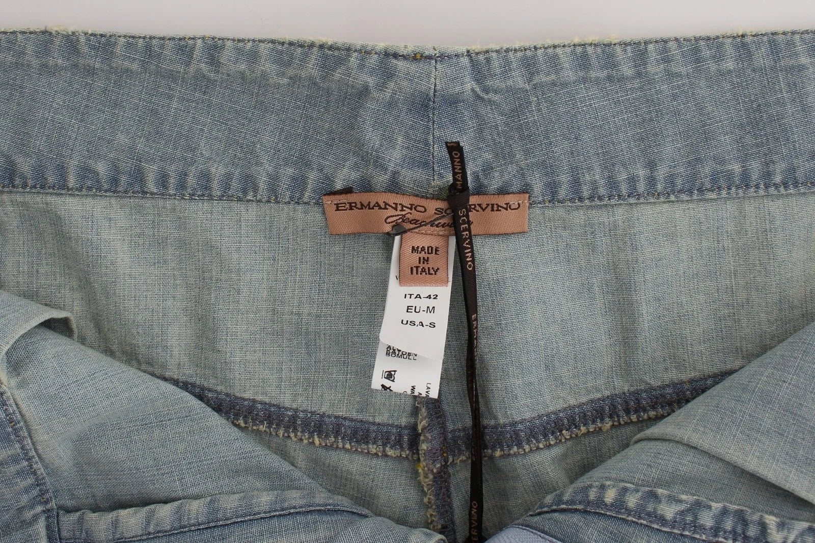 Ermanno Scervino Beachwear Blue Denim City Casual Dress Shorts - IT2 | S - Denim Shorts